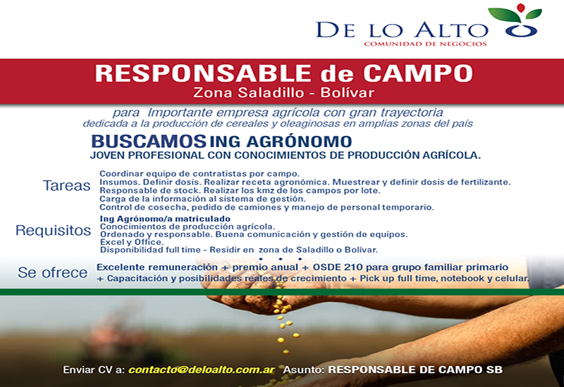 Responsable de Campo - Saladillo- Bolívar